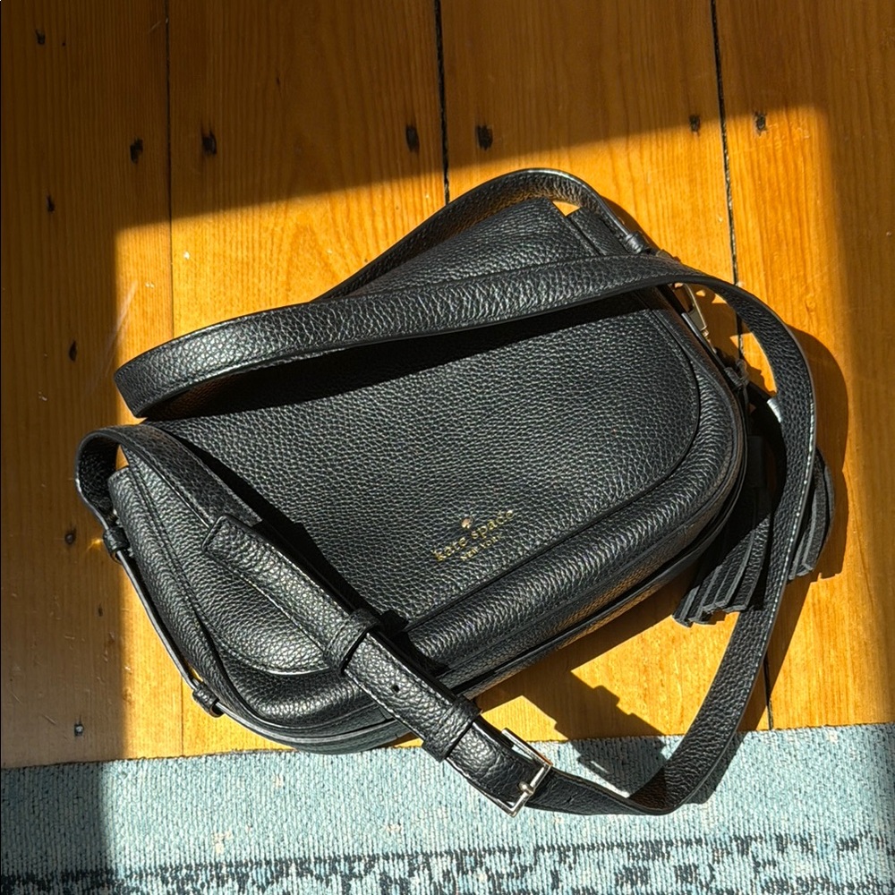 Kate Spade Black Pebble Leather Adjustable Crossbody Bag